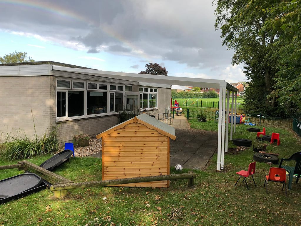 Hartley Primary Academy, Wall Mounted Canopies - Able Canopies Ltd